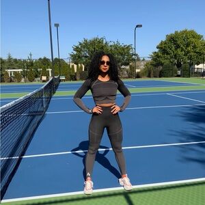 Women's Gray Crop Top and Leggings